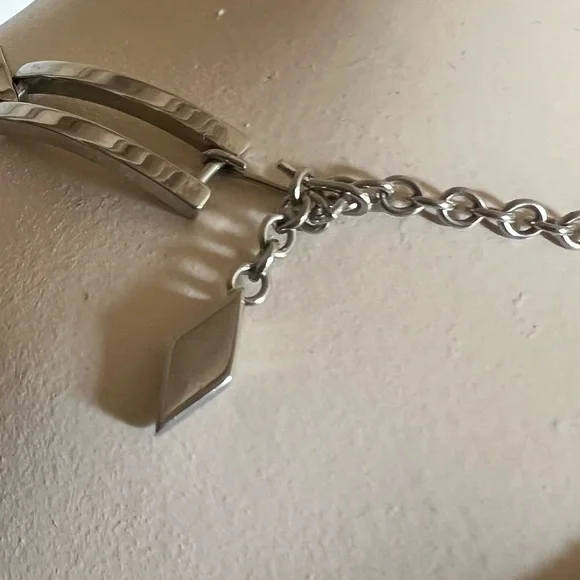 Silver Stainless Steel Minimalist MCM Necklace & Bracelet Set Vintage Jewelry - Picture 6 of 11